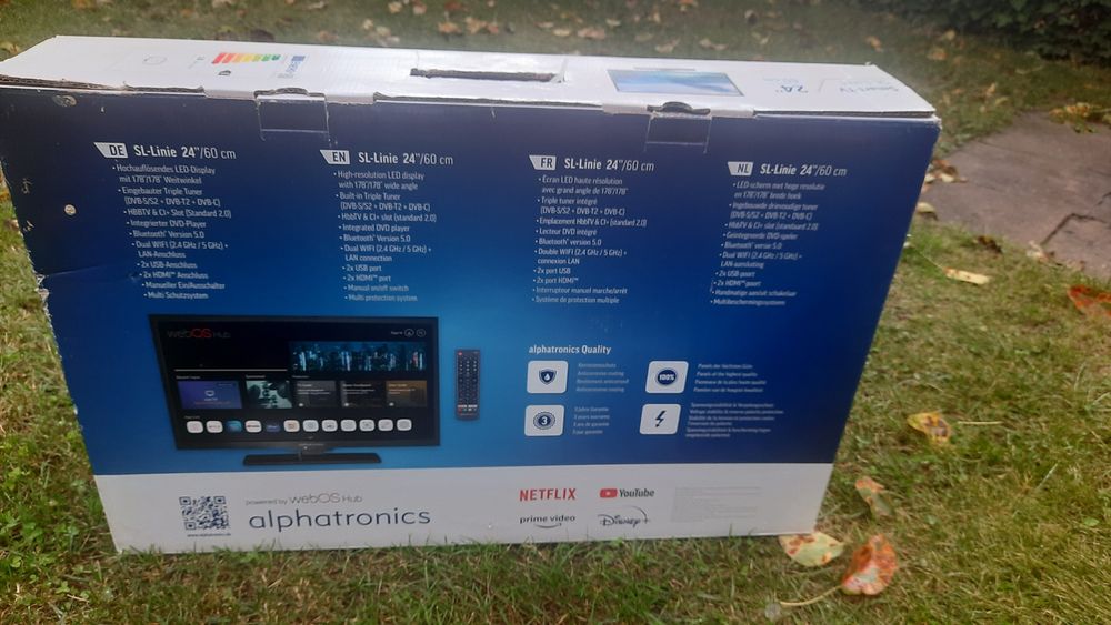 Telewizor Alphatronics 24" 12V 24V camper Smart DVD
