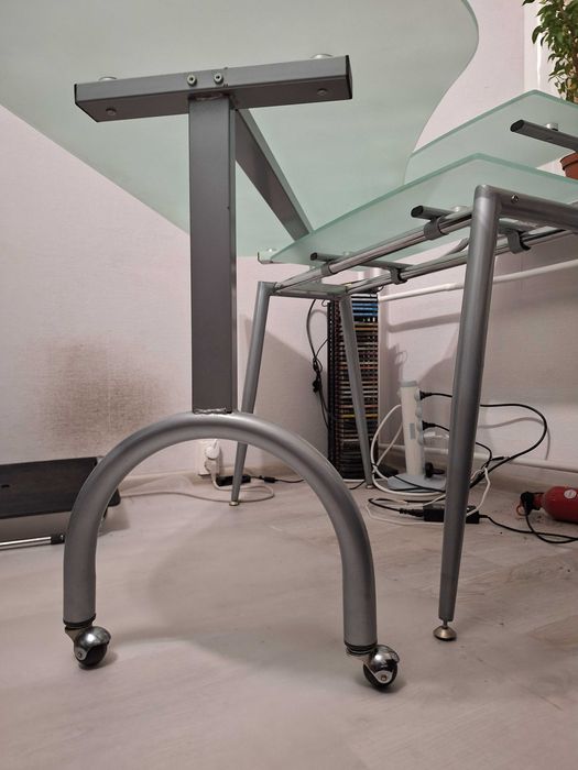 Biurko komputerowe szklane składane Aluminium 120x60 - 240x60