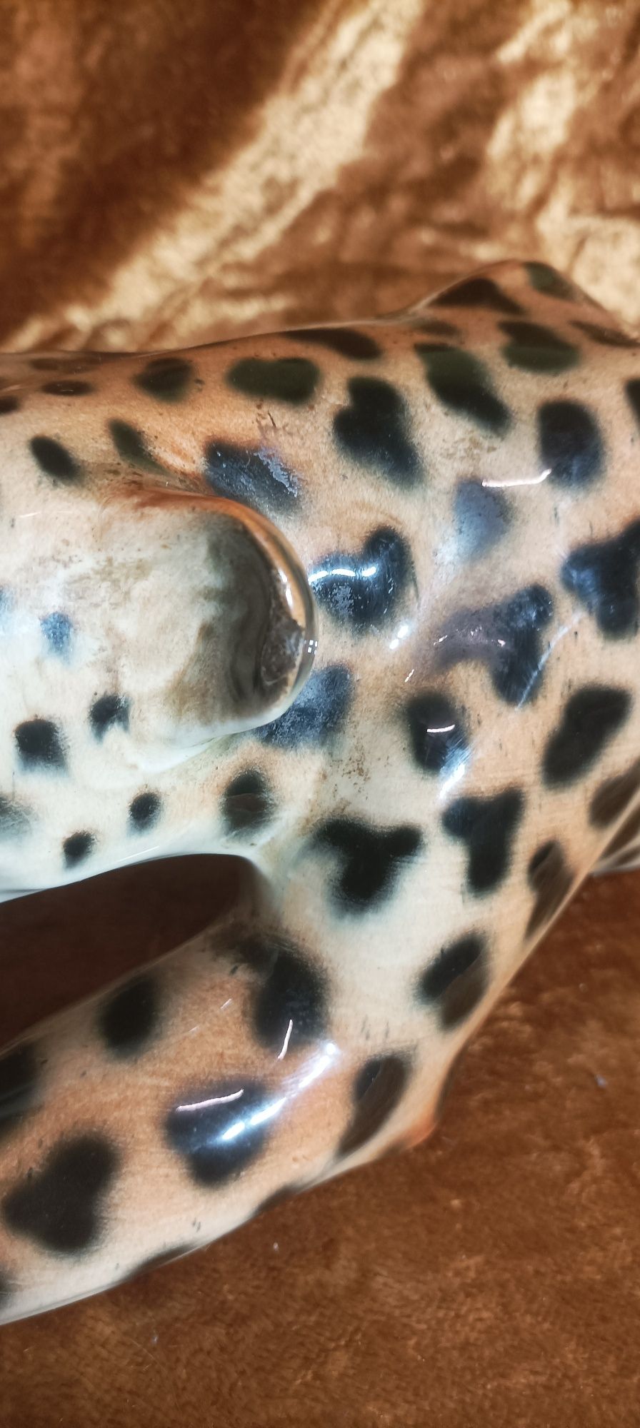 Figurka porcelanowa leopard Hirschau Keramik Unikat