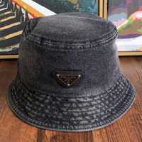 Kapelusz Bucket Hat Dżinsowy Szary Prada Milano