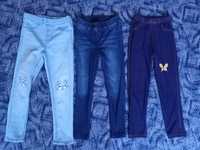 Spodnie jeansy jegginsy legginsy 3 pary 110/116
