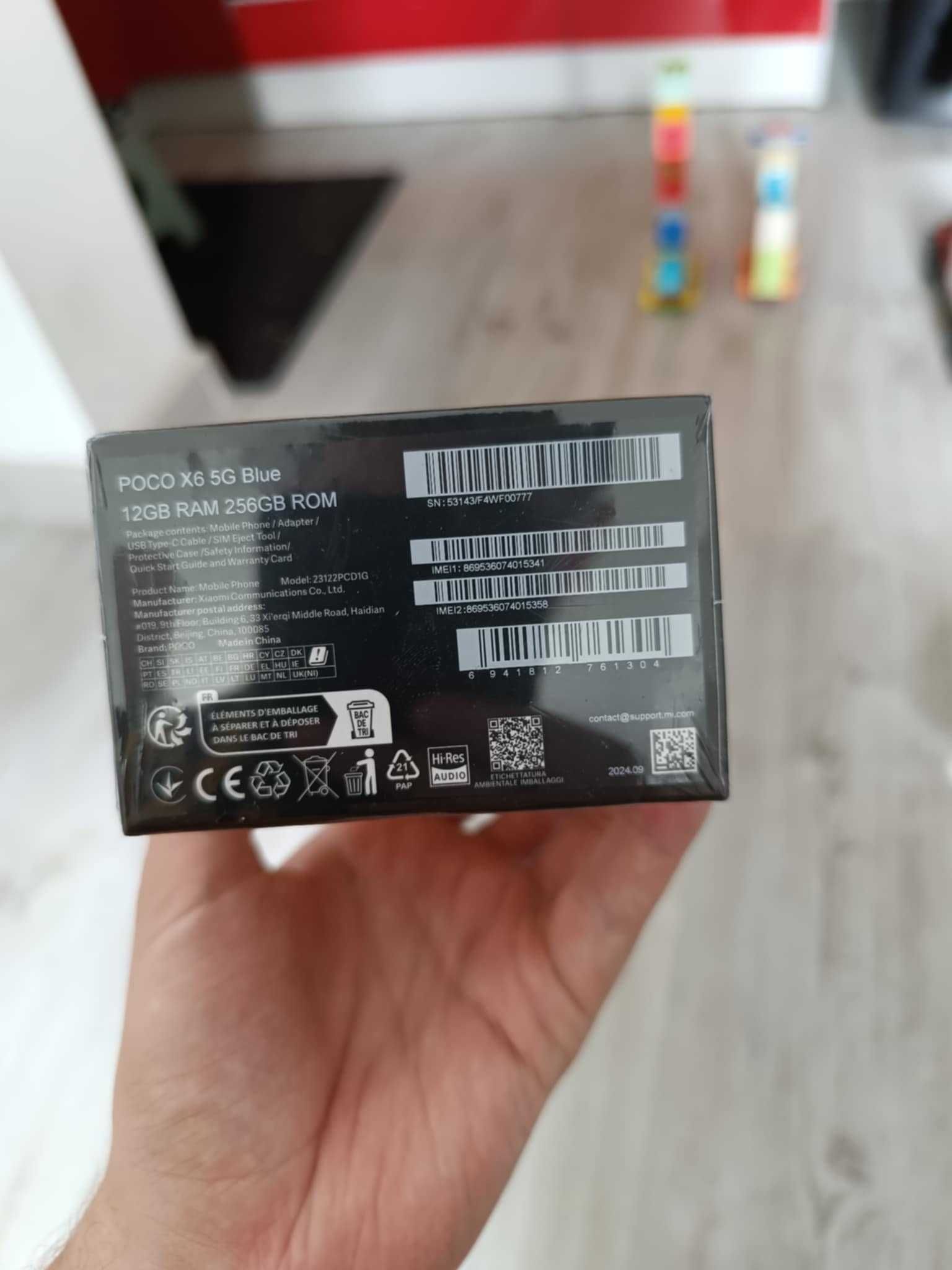 Poco X6 5G, 12 ram 256 Gb Niebieski, NOWY