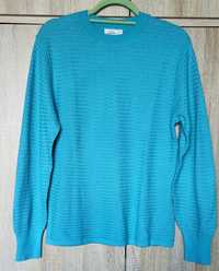 KappAhl niebieski morski sweterek ciekawy splot S/M