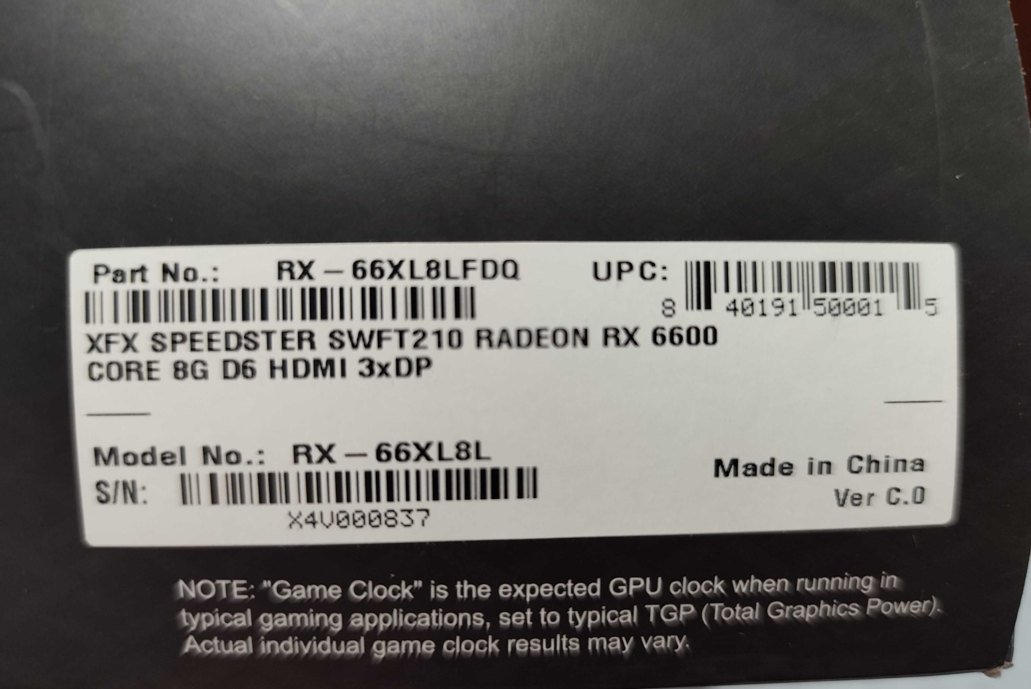 AMD Radeon RX 6600 8GB GDDR5
