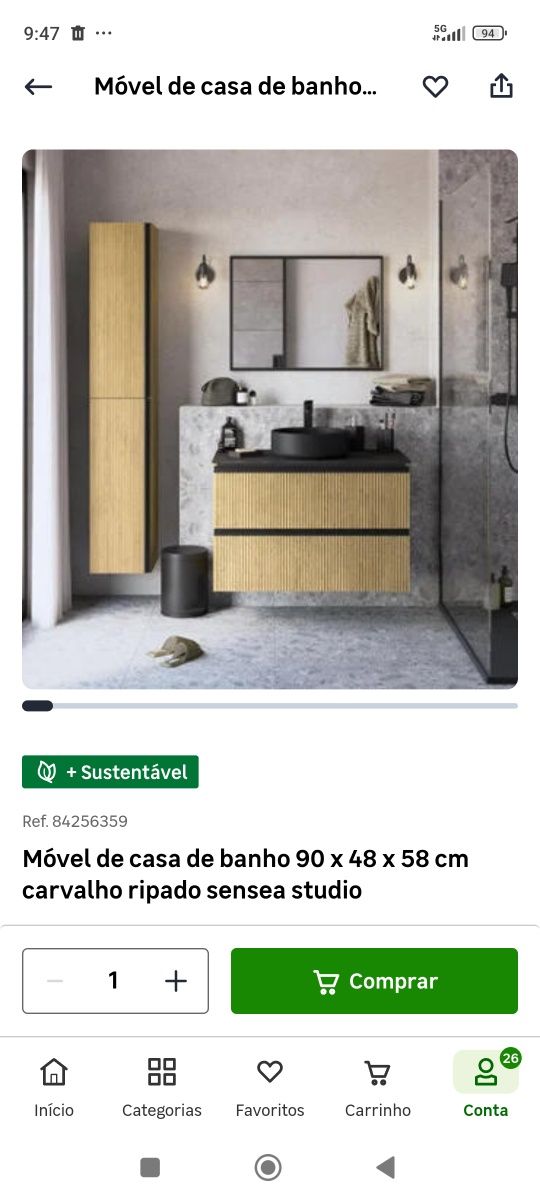 Móvel casa de banho carvalho 90*48*58