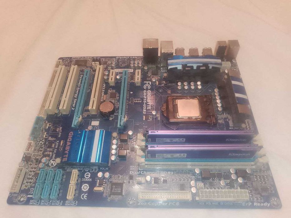 Материнская плата GIGABYTE GA-P55-USB3 +i5 760 +16gb Озу