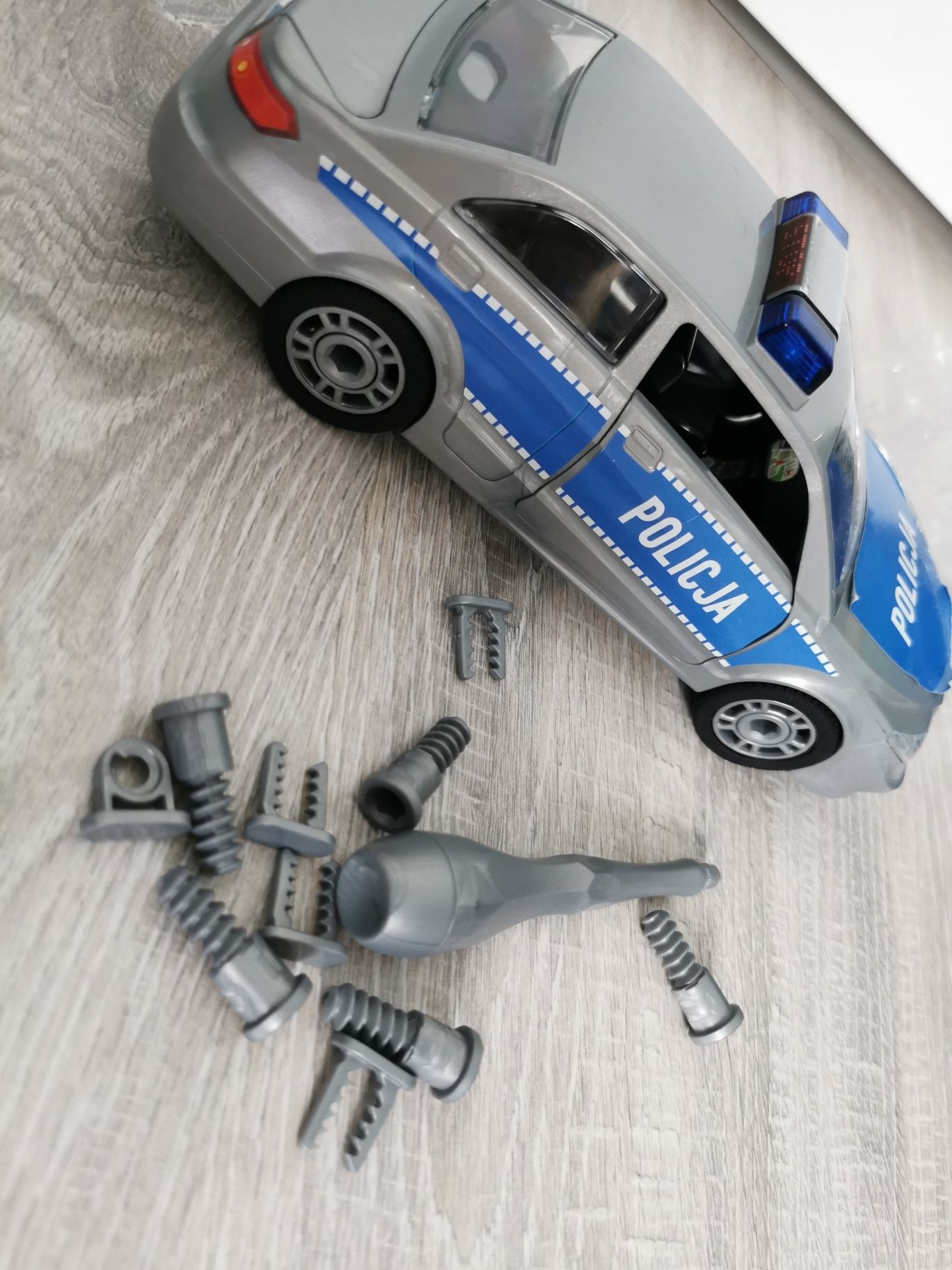 Klocki konstrukcyjne samochód auto policja instrukcja naklejki