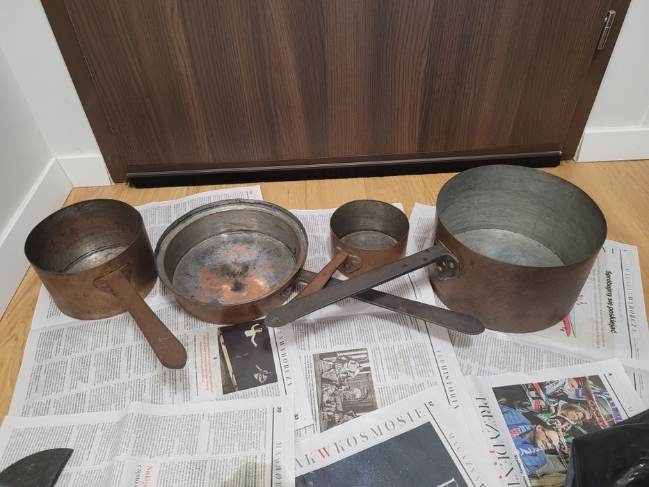 Garnki miedziane duże stare