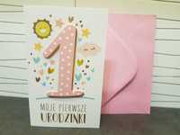 Kartka urodzinowa 1 roczek dziewczynka
