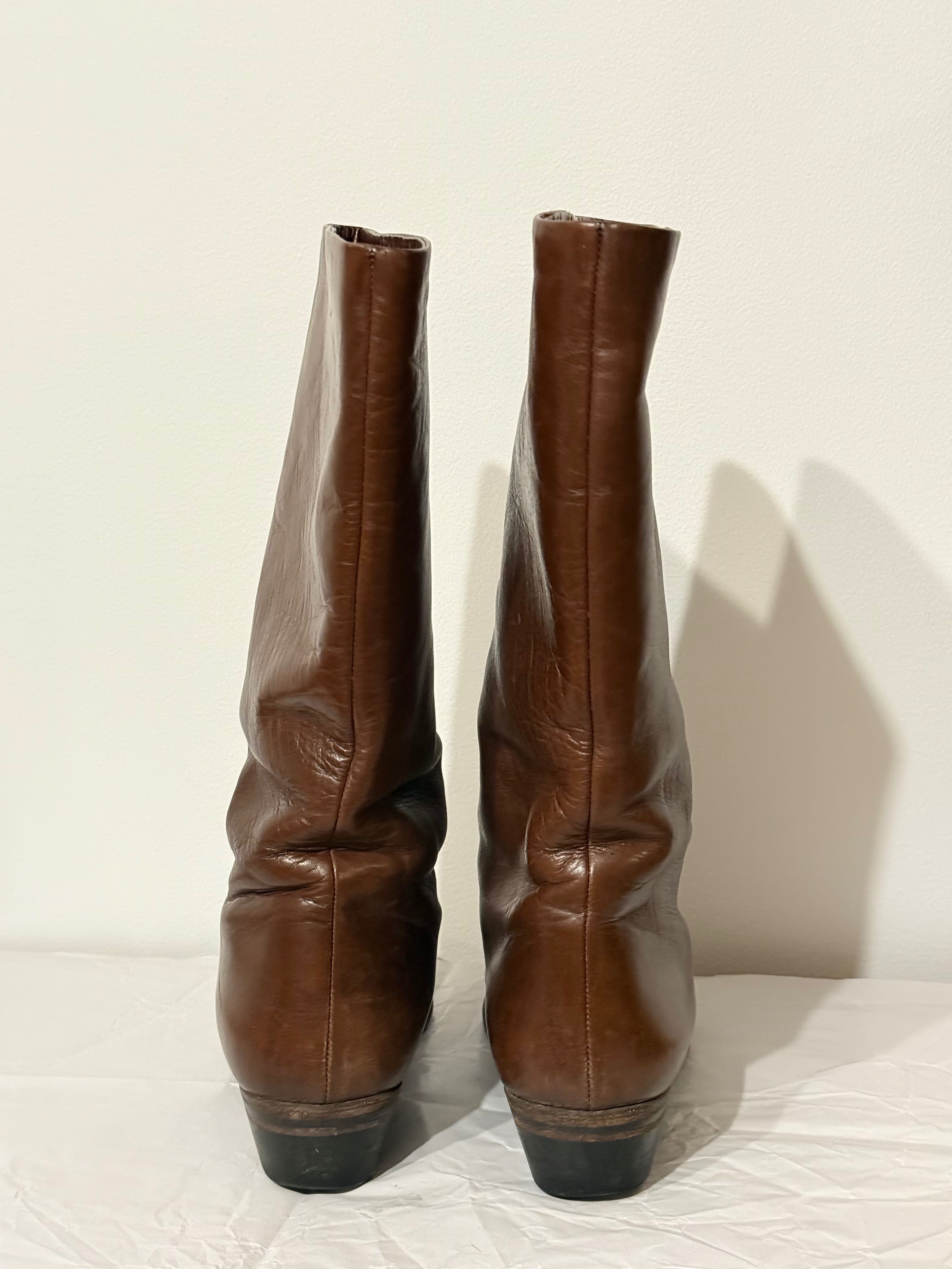Baldinini – skórzane kozaki z futrem królika, r. 38/39, vintage