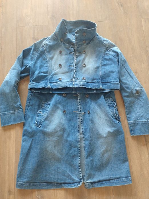 Jeansowy płaszcz L 2w1 happymum katana kurtka