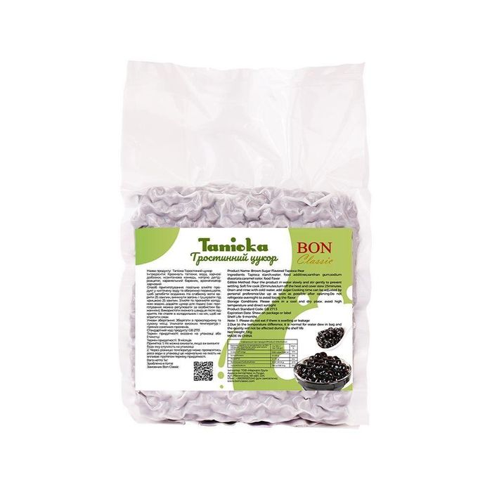 Тапіока для bubble tea та десертів, чорна, тростинний цукор 0.9кг/1кг