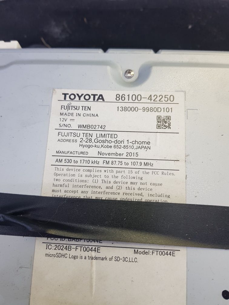 Магнитола TOYOTA RAV4(оригинал) A/V Equipment Display Receiver, Model