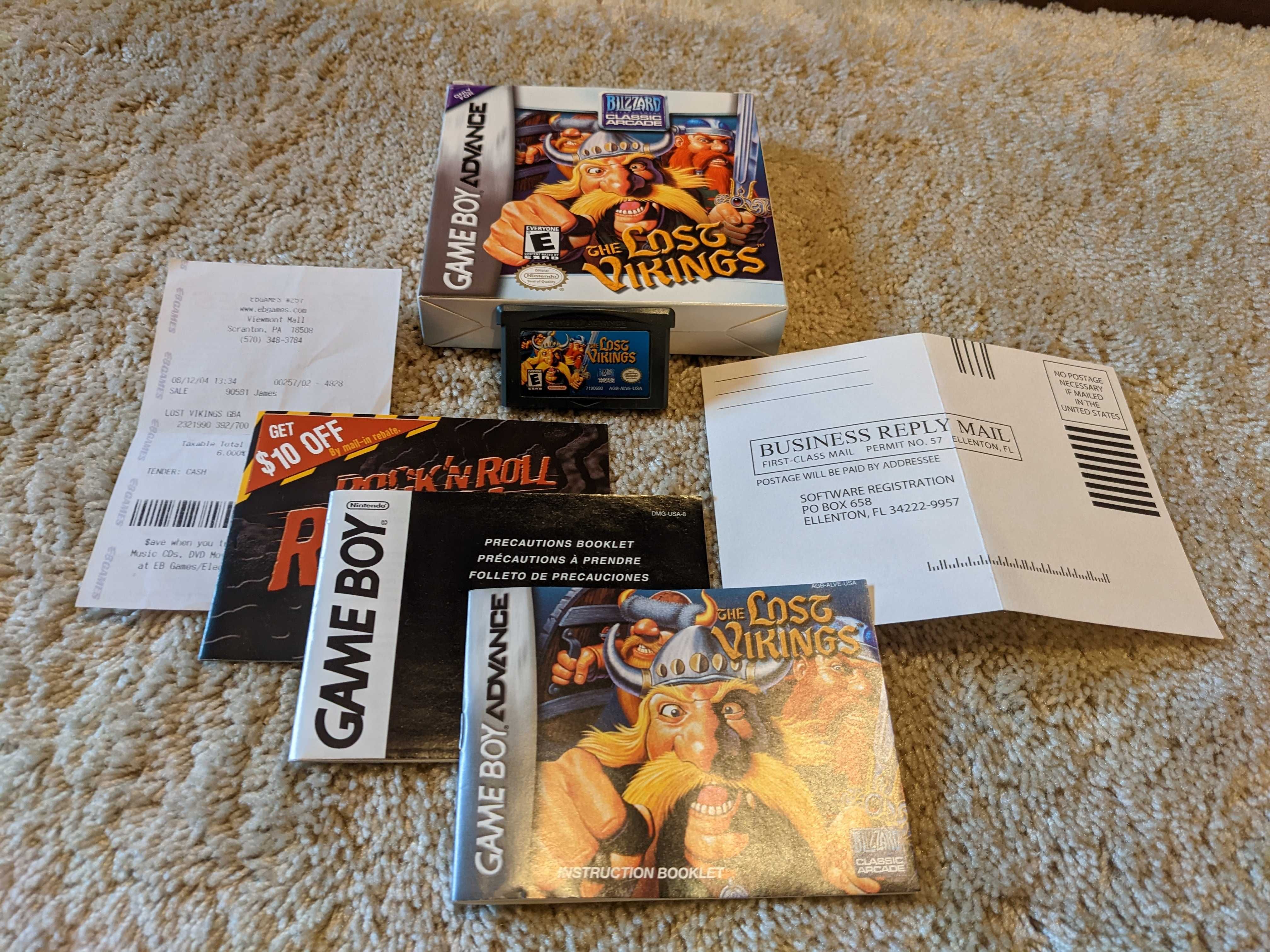 Blizzard The Lost Vikings Game Boy Advance - oryginał pudełko paragon