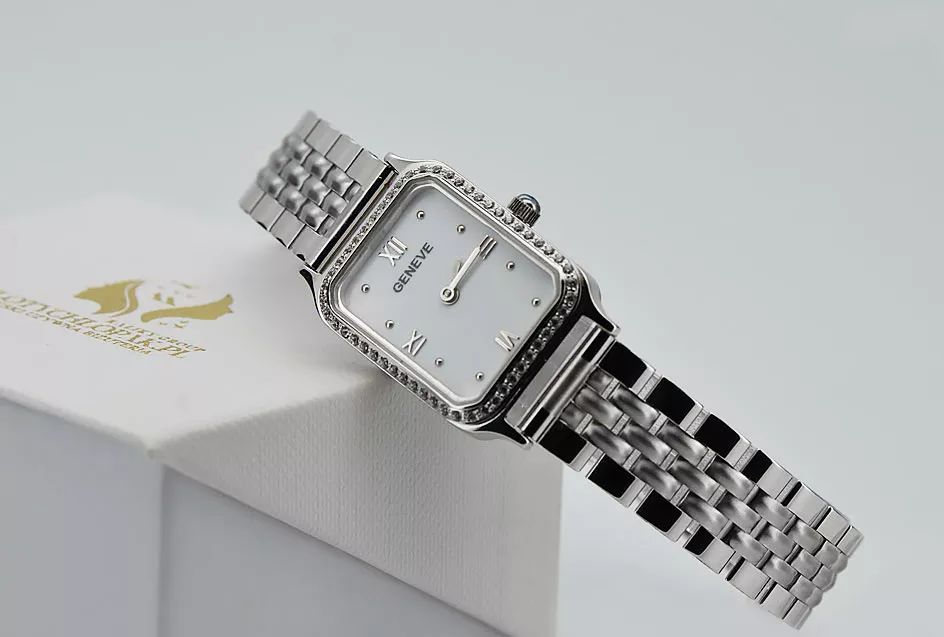 Damski zegarek z białego złota 14k Geneve lw055ywdw&lbw008w Poznań