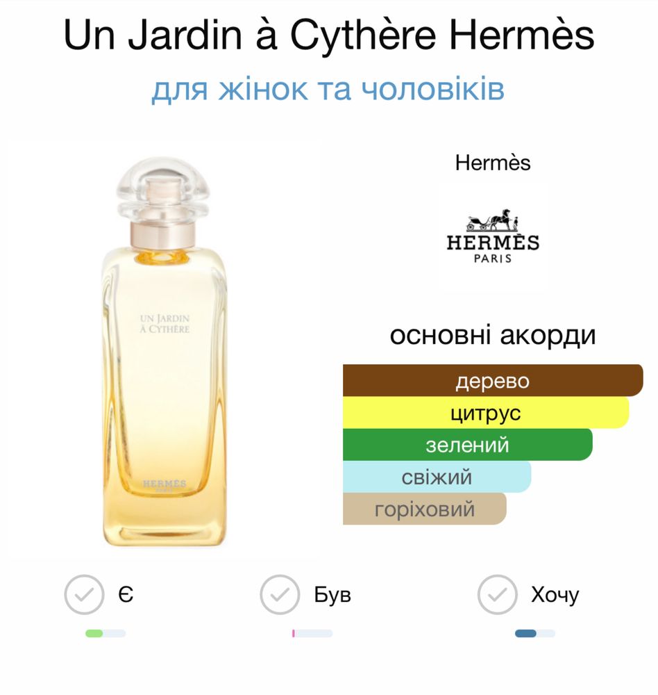 Распив Hermes Un Jardin en Mediterranee,  Un Jardin A Cythere