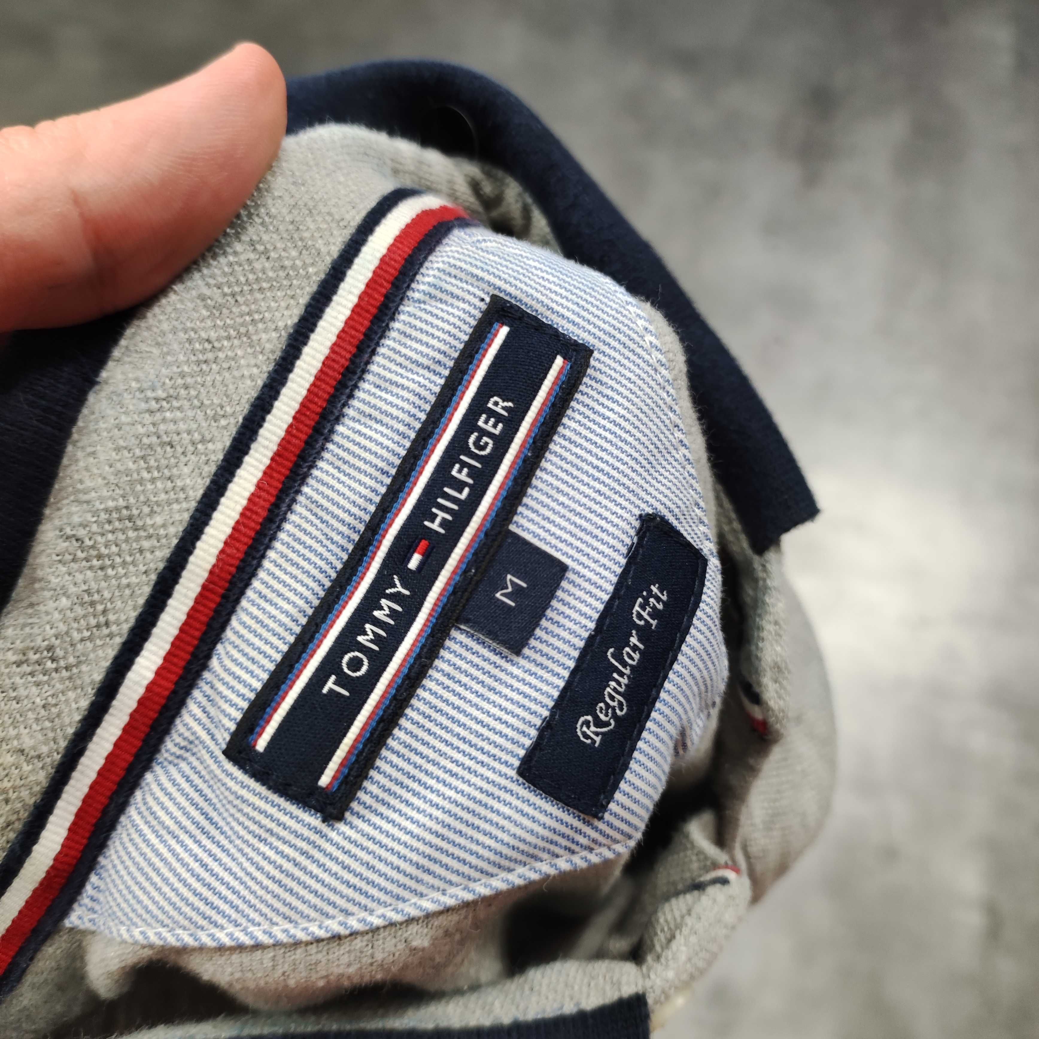 MĘSKA Koszulka PREMIUM Elegancka Polo Kołnierzyk Tommy Hilfiger Szara