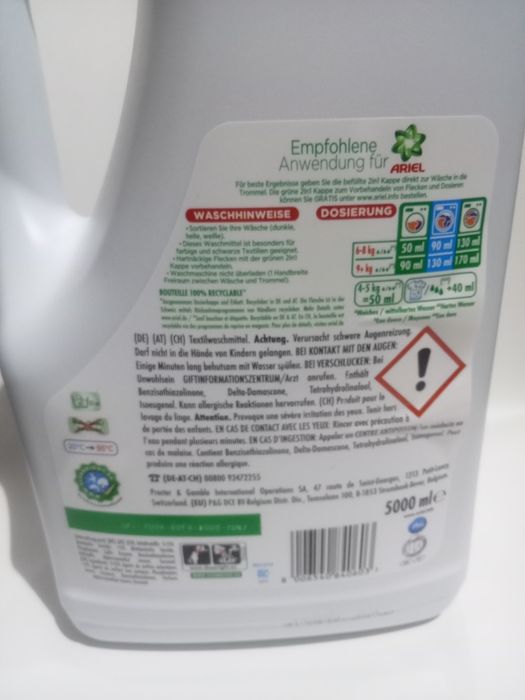 Ariel żel do prania 100 prań 5 L do koloru z Niemiec