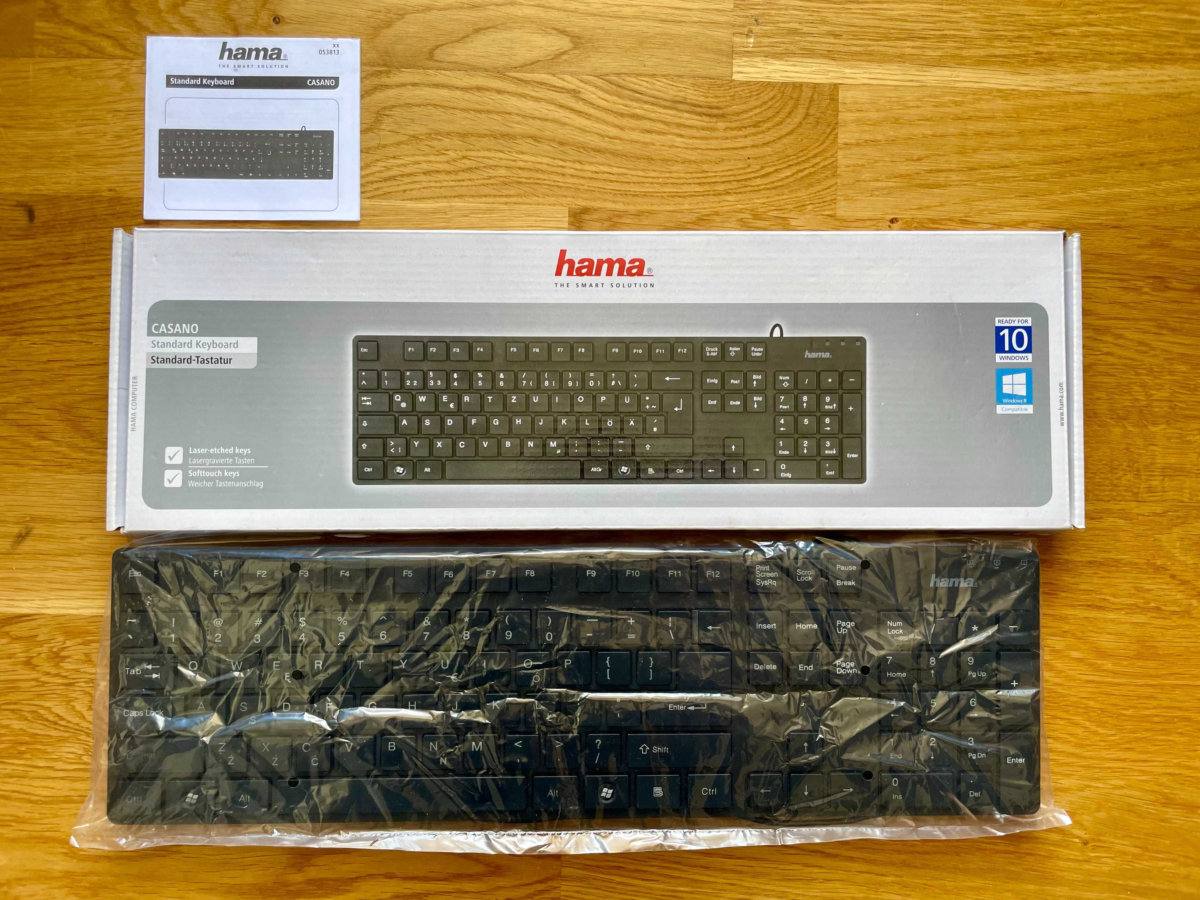 Przewodowa klawiatura Hama Slimline Casano, czarna, z pudełkiem