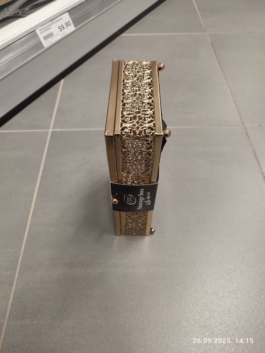 Nowa złota szkatułka organizer na biżuterię