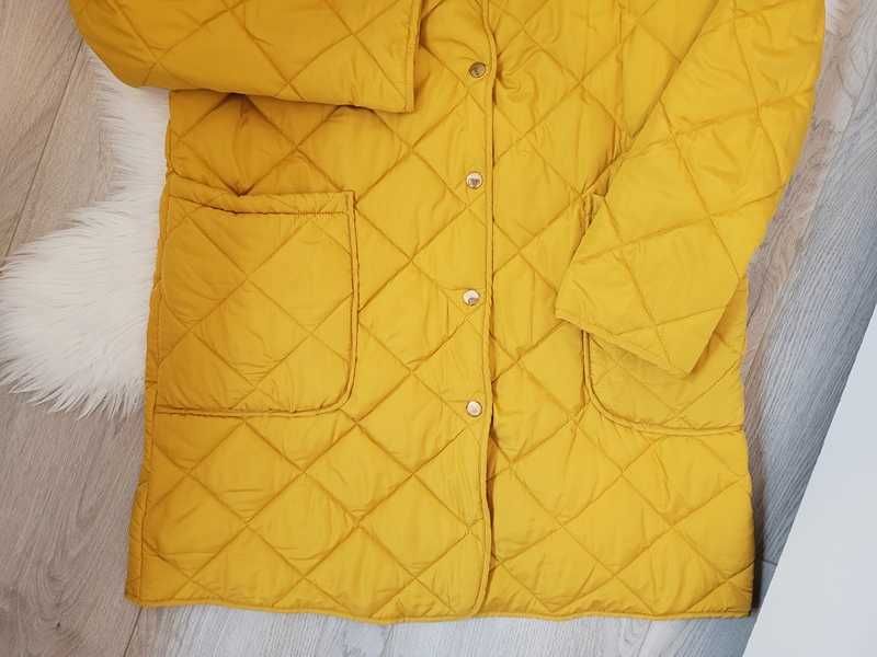 Żółty (musztardowy), pikowany płaszcz, C.O.Z.Y, M (38)