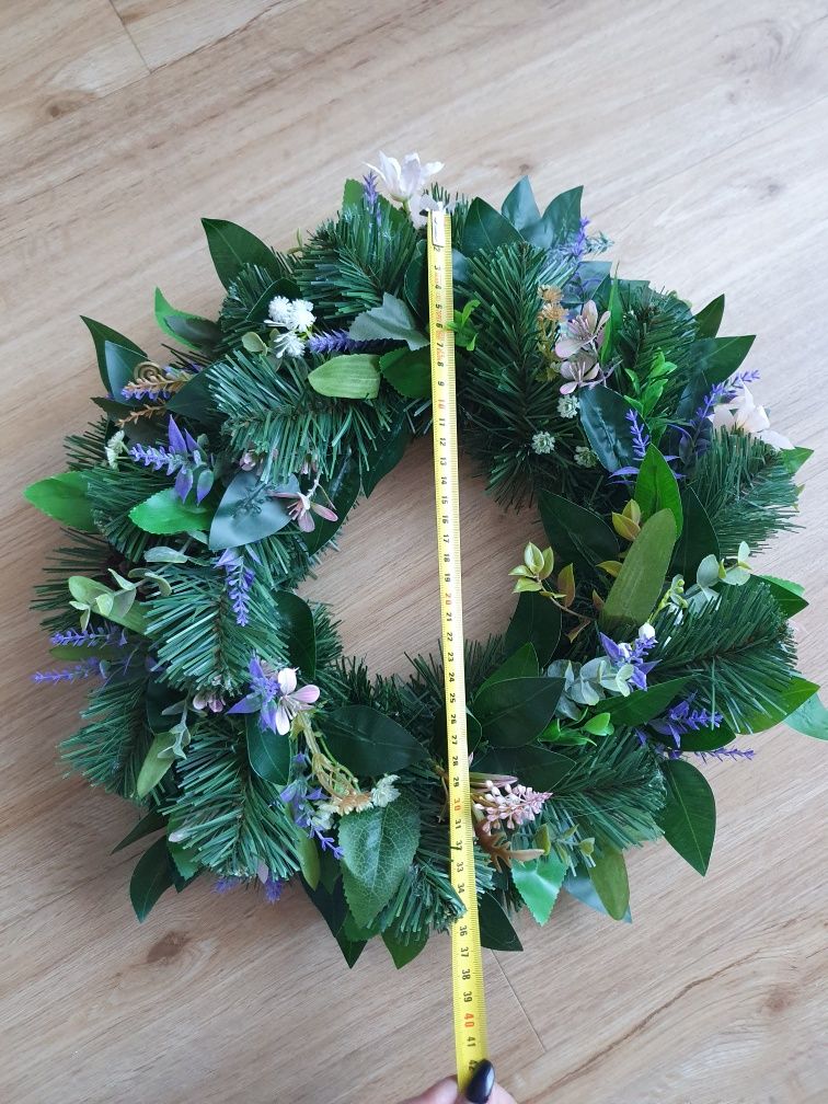wieniec wianek stroik sztuczny na cmentarz grób handmade hand made