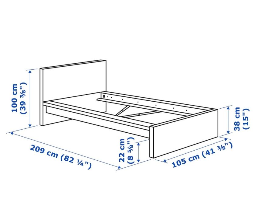 Łóżko MALM 90x200 Ikea + stelaż drewniany