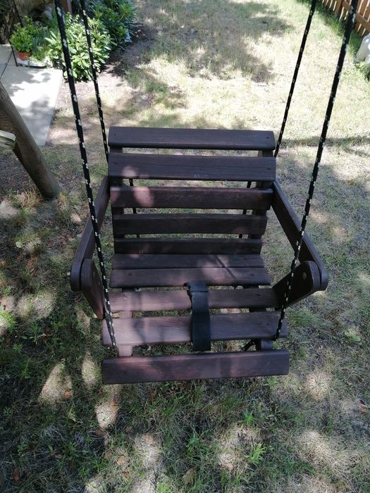 Huśtawka z oparciem drewniana ogrodowa