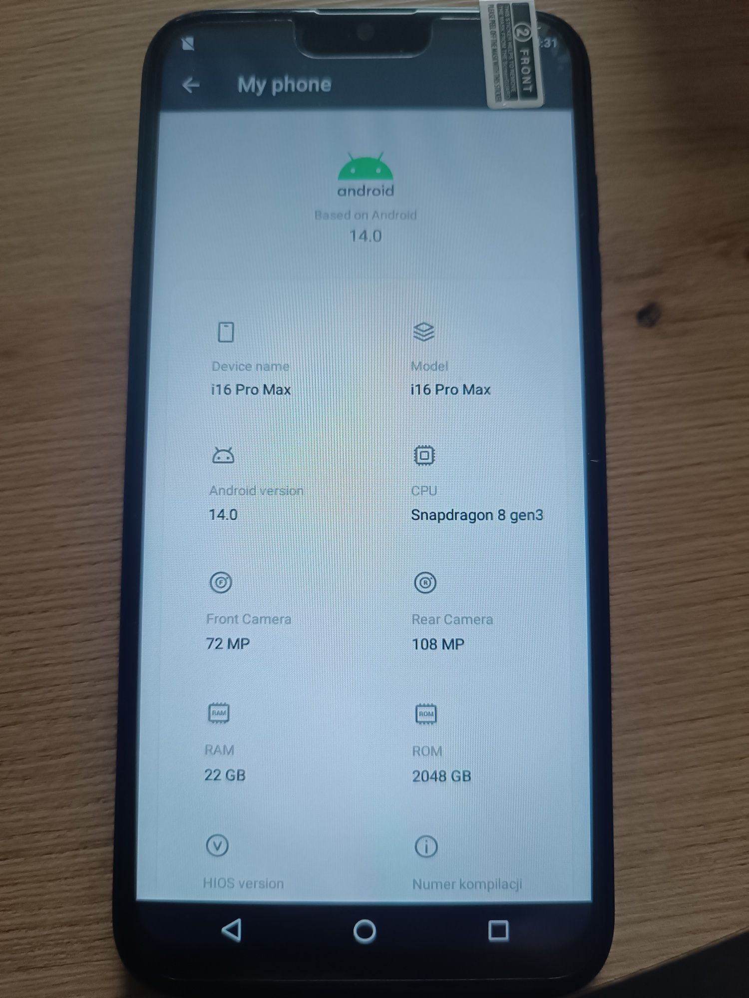 Nowy smartfon I16 pro max zafoliowany
