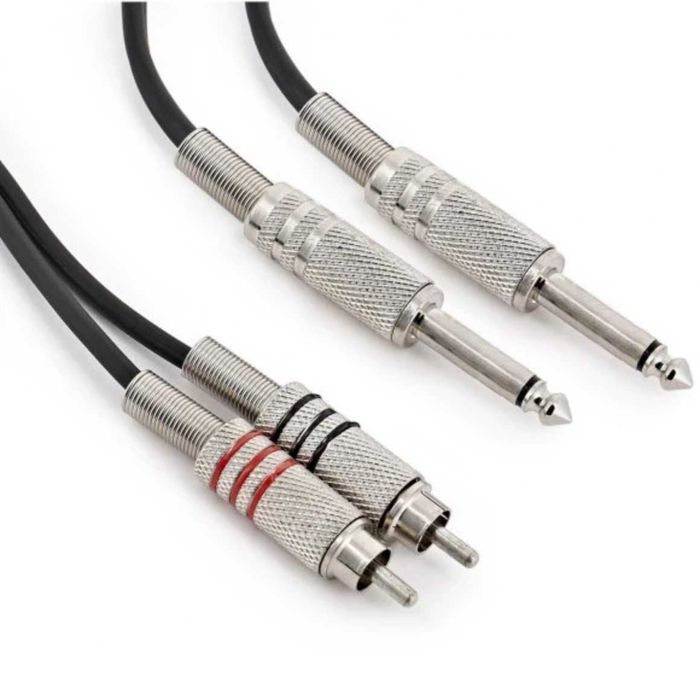 Кабель межблочный 2 RCA to 2 Jack 6.3