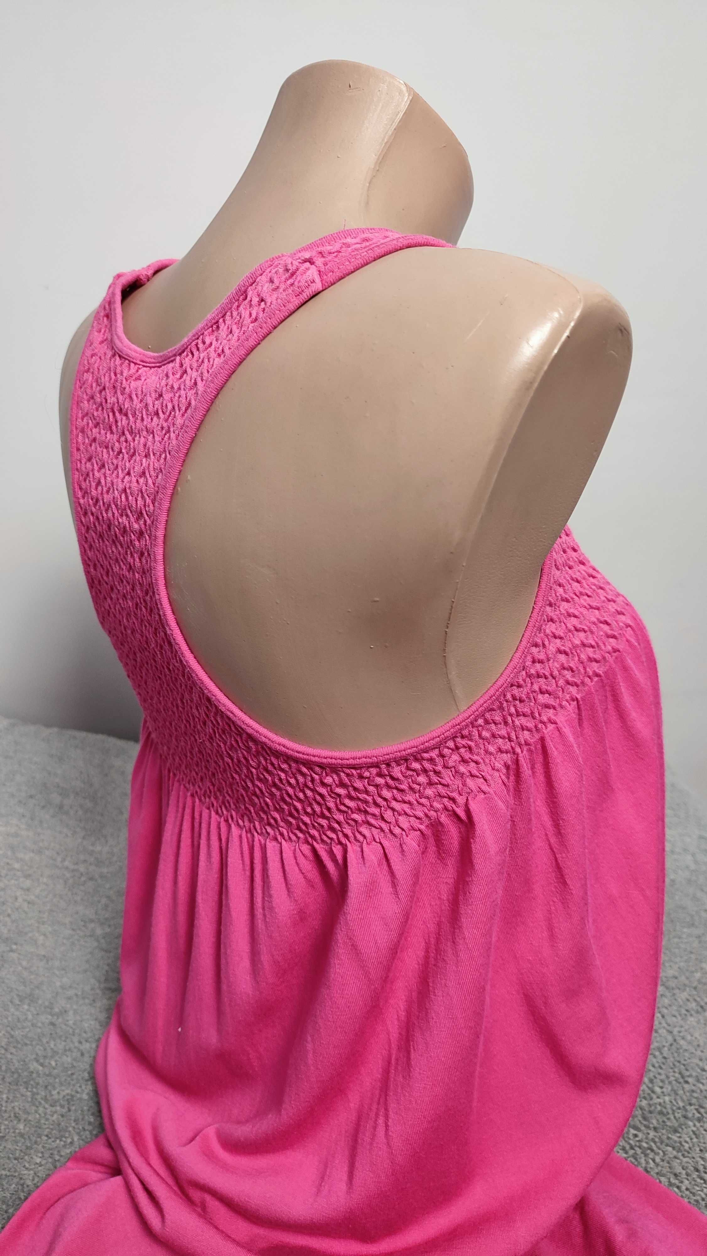 Sukienka tunika narzutka plażowa na strój kąpielowy różowa bawełna