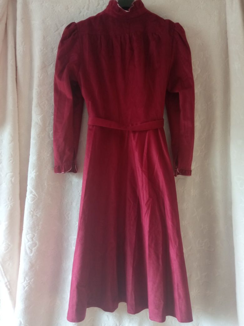 Велюрова сукня міді, бордо, S