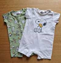 Rampersy na krótki rękaw H&M 6-9 miesięcy 74 ze Snoopym