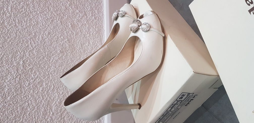 Buty ślubne ivory la boda skóra czółenka skórzane ekskluzywne glamour