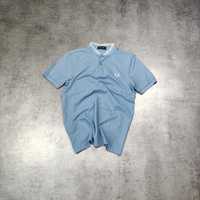 MĘSKA Elegancka Koszulka Błękitna Fred Perry Pętelka Małe Logo Haft