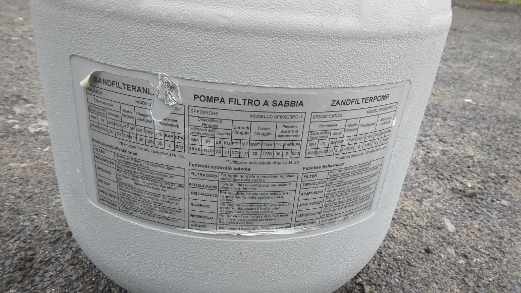 zbiornik do pompy piaskowej z zaworem wielodrożnym filtr piaskowy 45kg