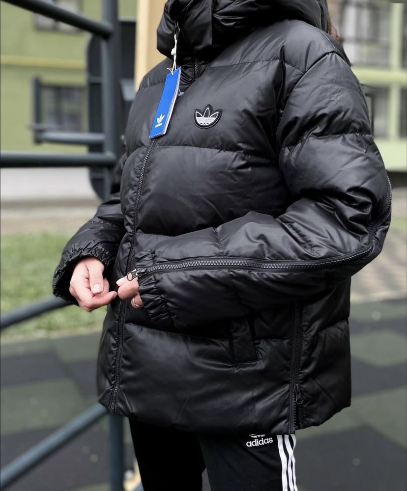Зимова жіноча куртка пуховик adidas originals down чорна