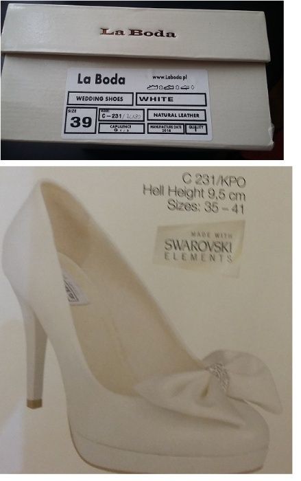 Ślubne buty firmy La Boda skóra naturalna rozmiar 39 Idealnie miękkie