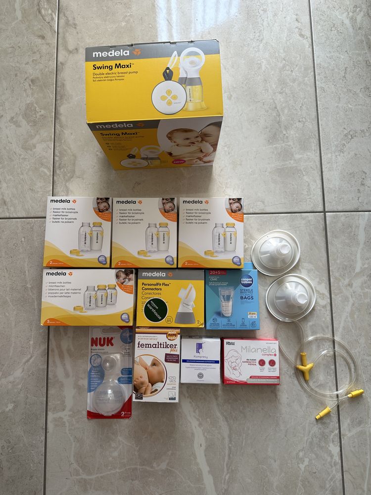 Laktator medela maxi swing nowy + akcesoria i dodatki do karmienia