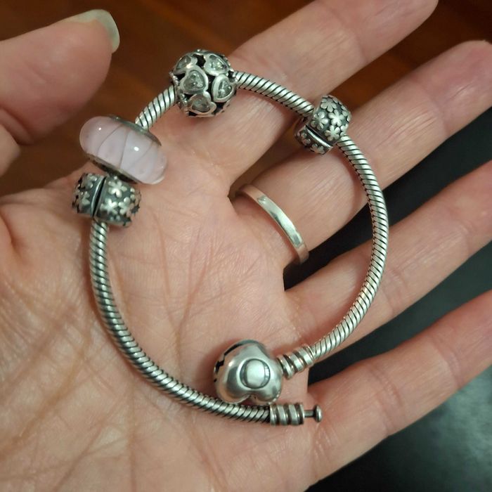 3 Pulseiras PANDORA ORIGINAIS coração 18cms, fecho Barril 18 e 18.5cms
