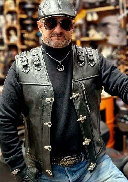 Kaszkiet męski skórzany stylowy