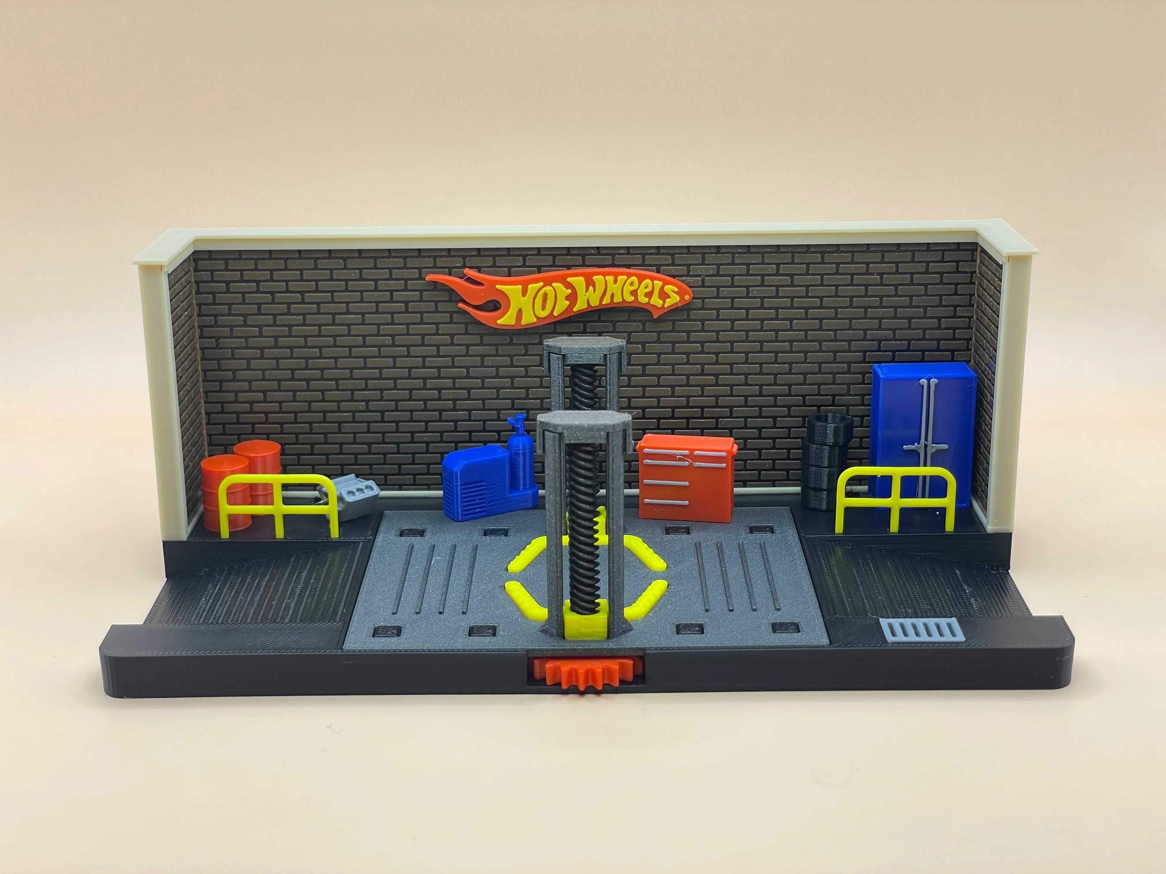 DIORAMA Ruchoma Podnośnik Garaż Hot Wheels Matchbox Majorette DODATKI
