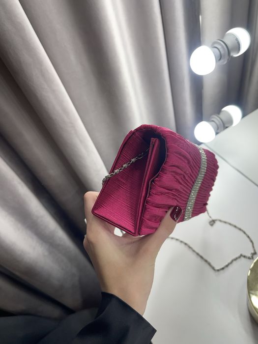 Сумка/сумочка/клатч рожевий зі стразами