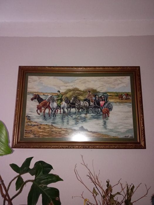 Obraz ręcznie wyszywany wraz z ramką