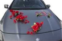 Nowa dekoracja na samochód ślubny czerwona 062 SUPER CENA