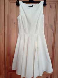 Kremowa rozkloszowana sukienka Nife, ecru, przyjemny materiał