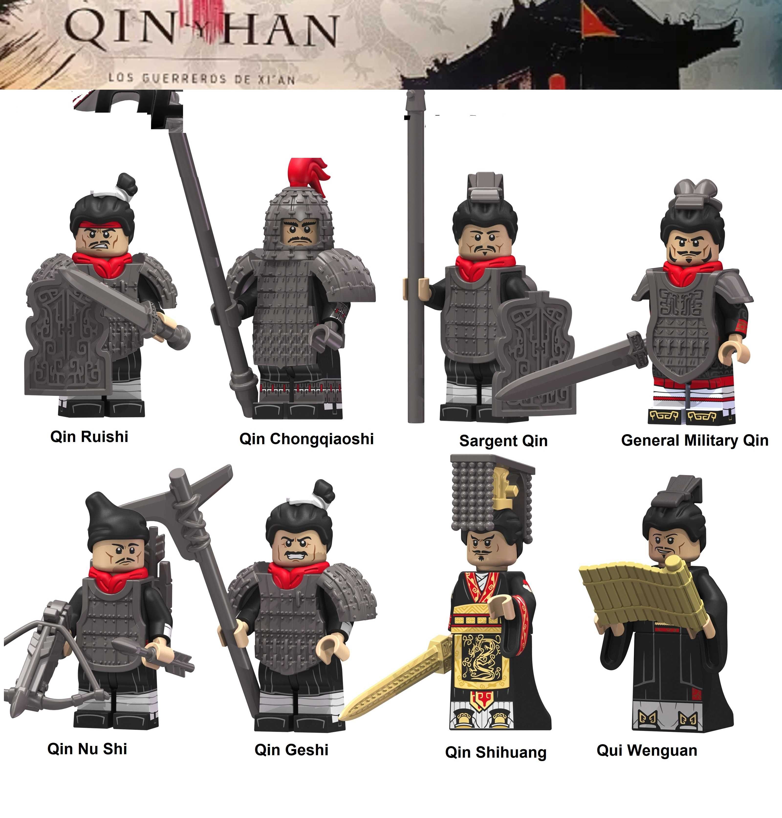 Coleção de bonecos minifiguras Guerreiros de Xian (compatíveis Lego)