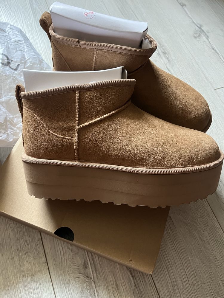 Nowe śniegowce UGG Classic Ultra Mini Platform Chestnut rozmiar 40