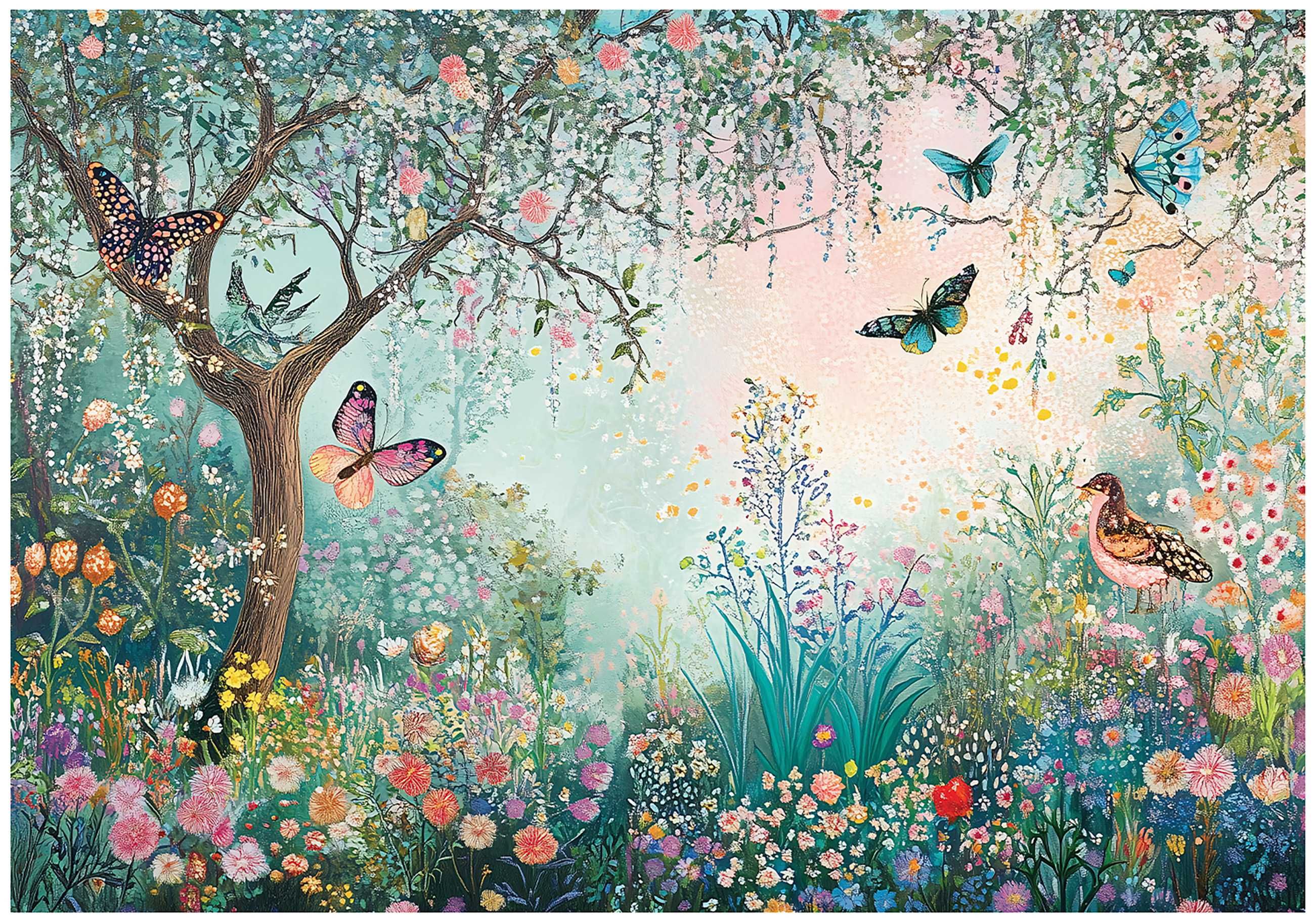 Fototapeta magiczny Las Kolorowe Motyle Magia Natura Zieleń 3D + KLEJ
