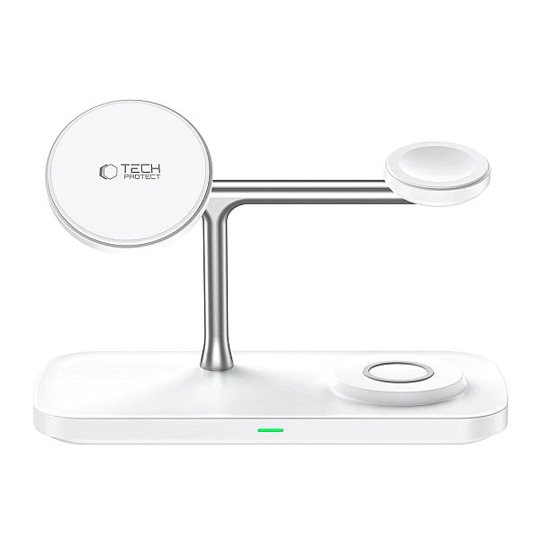 Tech-Protect Qi15W-A45/3In1 Magnetic Magsafe Wireless Charger White